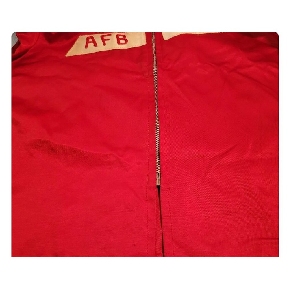 Vintage 50s Robins AFB Basketball Warmup Jersey Unisport Tackle Twill Satin Zip - Picture 10 of 10